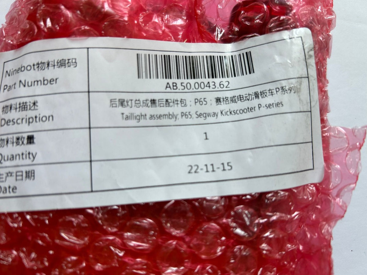 Taillight assembly for for Ninebot P65 and P100 Kick Scooters